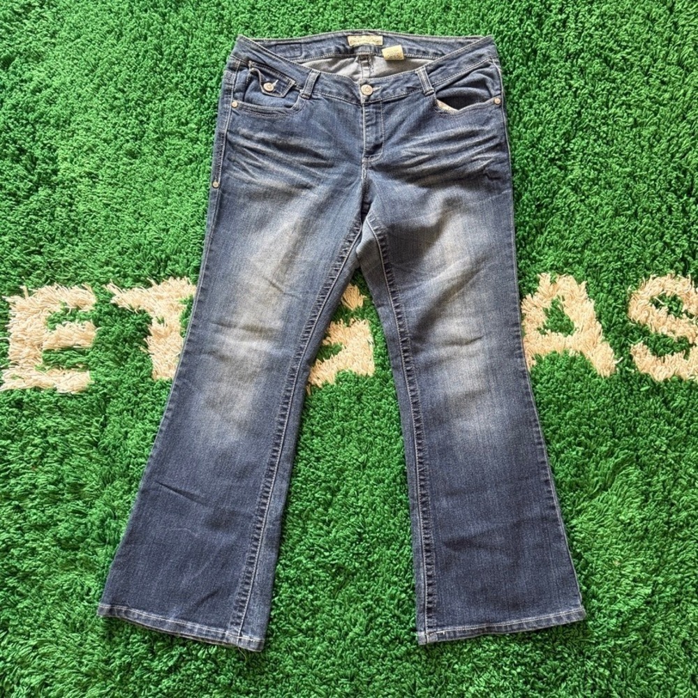 Paris Blues Women Blue Denim Flare Leg Jeans Size 15‎ Flared Bootcut Embellished